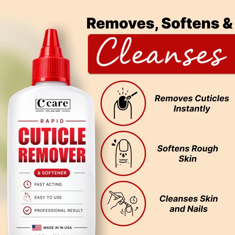 C CARE Rapid Cuticle Remover 2oz – Instant Professional Cuticle Remover Gel, Infused with Aloe Vera, Sweet Almond Oil & Glycerin, Softens & Removes Dead Skin, Gentle Fragrance-Free Nail Treatment