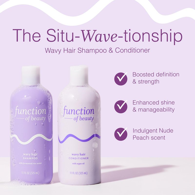 Function of Beauty Wavy Hair Shampoo & Conditioner Set - Sulfate-Free Shampoo & Conditioner Duo for Natural Wavy Texture - Lightweight, Anti-Frizz, Strengthening & Hydrating - Hair Care Products
