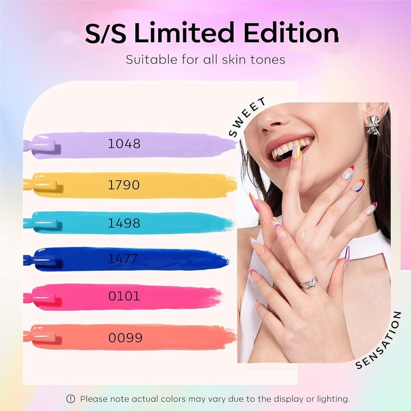 Modelones Gel Nail Polish Set - 6 Vibrant Neon Colors for Spring/Summer | Soak Off LED Manicure Gift