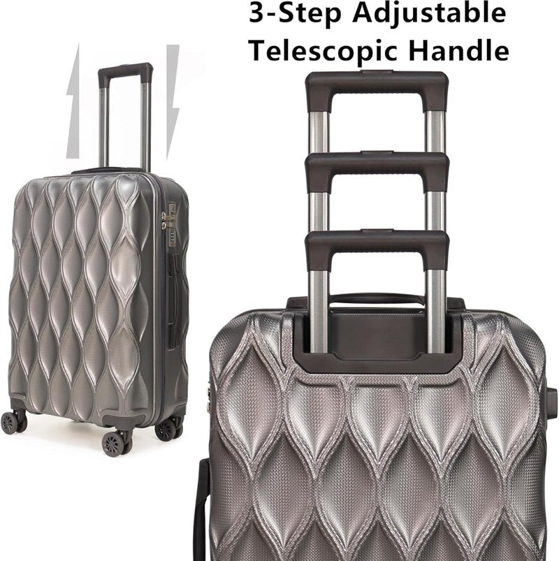 Lightweight 3-Piece Hard Shell Luggage Set - Durable ABS+PC Spinner Suitcases | Pale Gray (Small, Medium & Large)