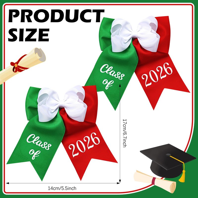 HunnmingRe 2 Pcs Mexican Graduation Cap Bow Decorations for Class of 2026 College High School Grad Hat Topper Bows Graduation Party Supplies
