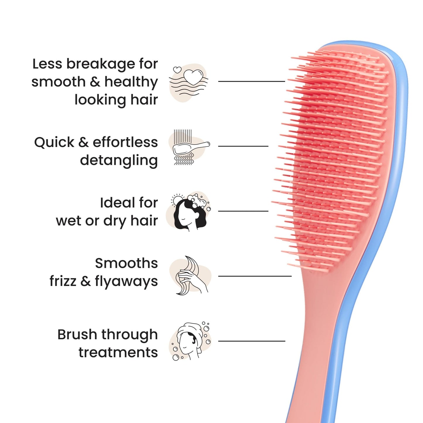 Tangle Teezer Ultimate Detangler Brush for Wet & Dry Hair, Eliminates Knots & Reduces Breakage for Straight to Wavy Hair Types, Apricot Blaze