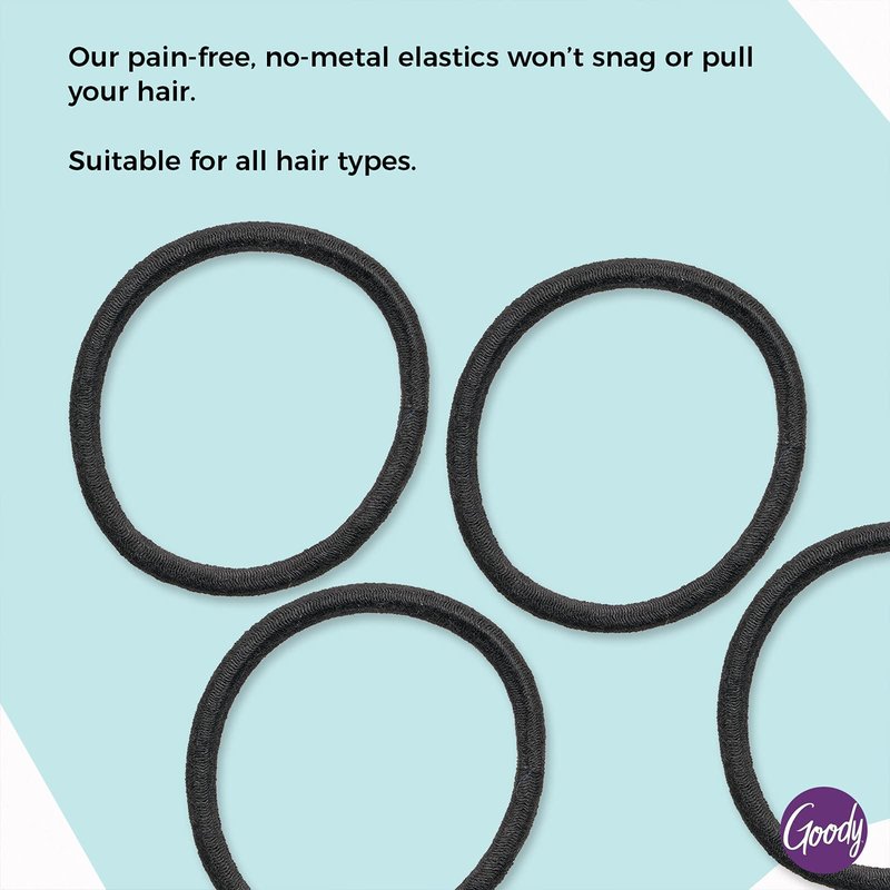 Goody Ouchless Hair Elastics - No Pull, No Breakage, Tangle-Free Hold for Thick, Curly, Coily & Textured Hair, Black, Long-Lasting Ponytail Holders for Women & Men, 30 Count (Pack of 2)