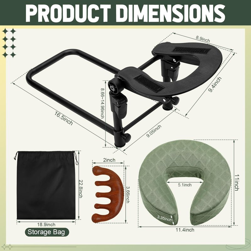 HairChrysm Massage Headrest for Bed with Scalp Massager Storage Bag, Adjustable Home Bed Massage Head Holder for Sleeping Mattress, Massage Face Cradle Face Down Pillow