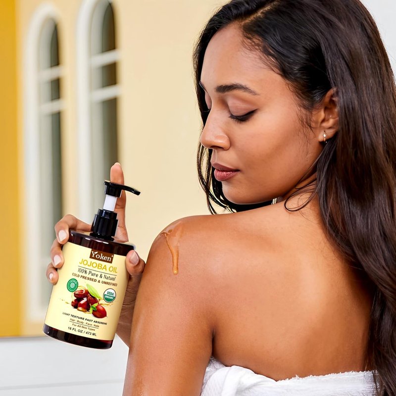 Organic Jojoba Oil - 100% Natural Cold Pressed Moisturizer | 16 fl oz for Hair, Skin & Face
