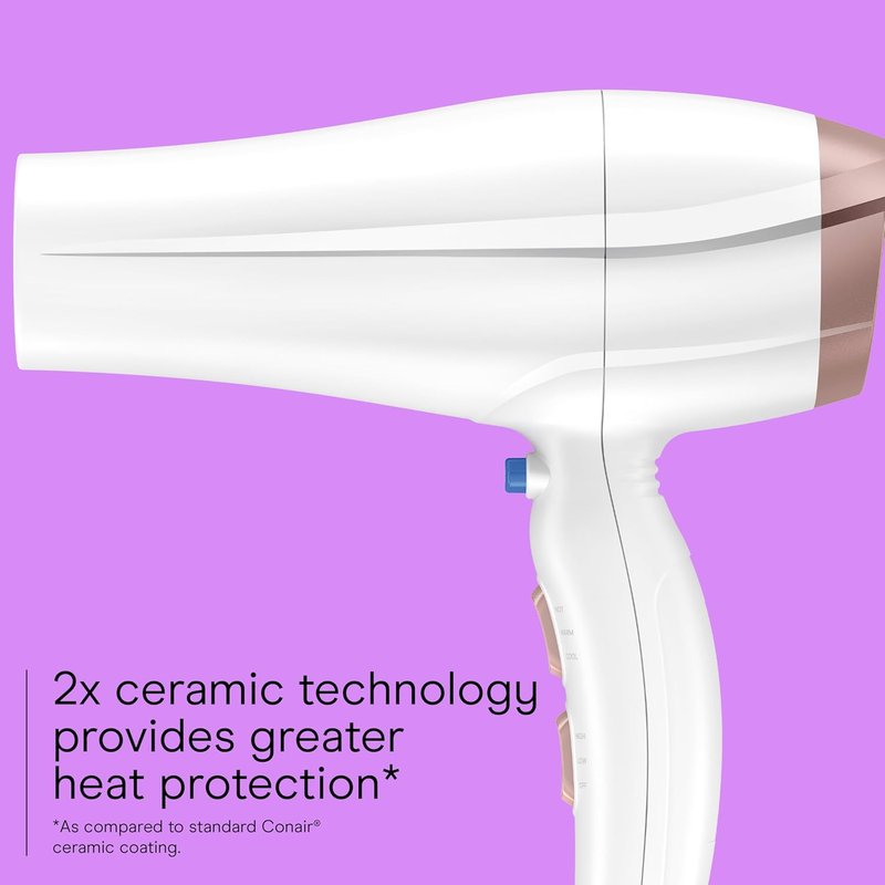 Conair Double Ceramic Hair Dryer - Ionic Conditioning for Smooth, Shiny Hair | Includes Concentrator