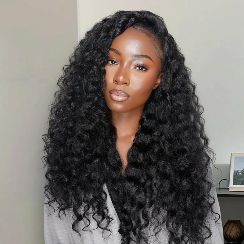 Half Wig Human Hair - Beach Curly 3-in-1 Drawstring Seamless | Glueless Wear & Go for Black Women - 26 Inch
