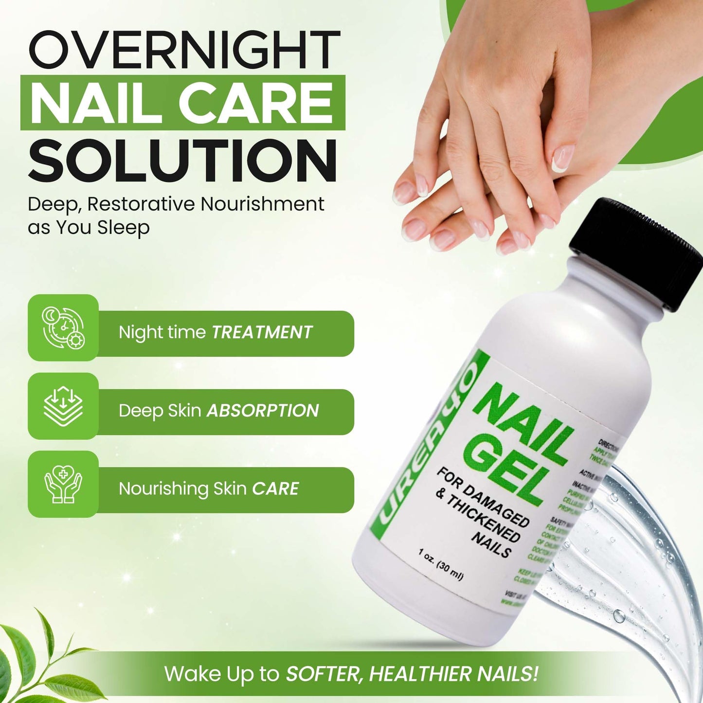 Urea Nail Gel - Softens Cracked Heel Calluses & Thick Toenails - Repairs Damaged, Yellow, Discolored Nails – Highly Effective & Quick-Dry Fingernails & Toenail Treatment (Urea 40%)
