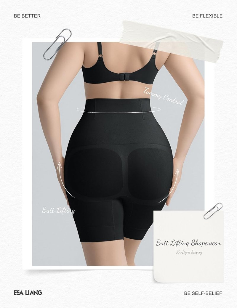 Esa Liang Shapewear - High Waisted Tummy Control Shorts | Thigh Slimmer Body Shaper for Women