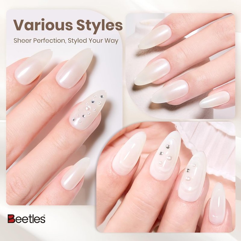 Beetles Vanilla Scoop Gel Nail Polish - Milky White 15ML | Neutral Jelly Base Color for DIY Manicure