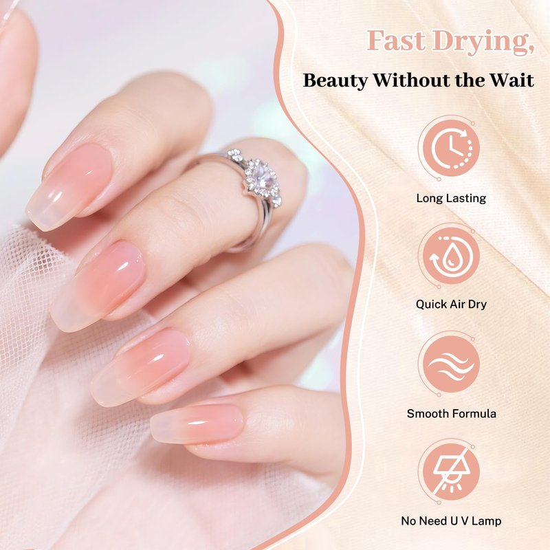 OpenLive 16.5ml Jelly Nude Pink Nail Polish Large Volume Quick Dry Nail Polish, Long Lasting Shine, Fingernail Toenail Nail Art DIY Home Travel Nail Art Gift