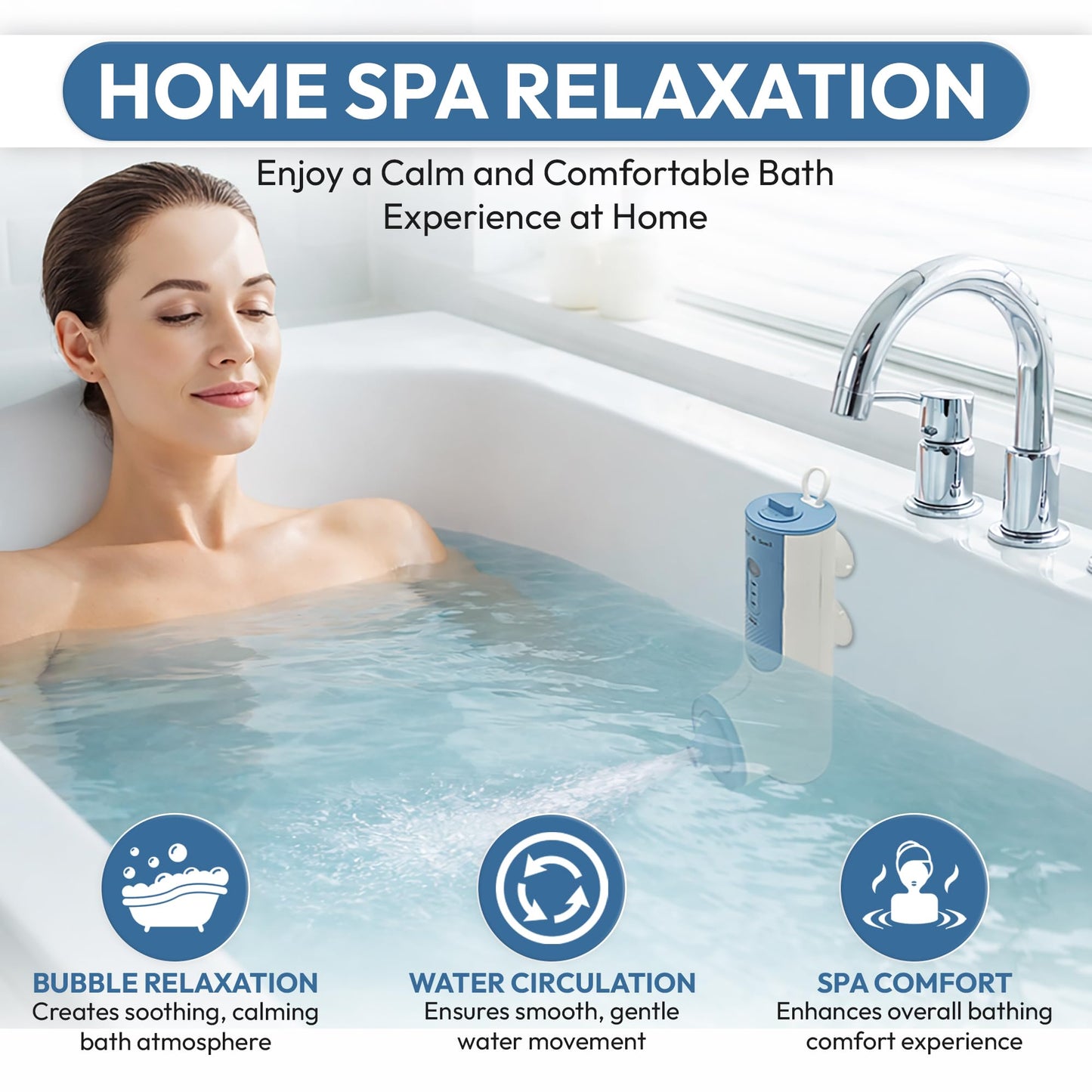 Self & Soul Bath Jets for Tub, Portable Jet Spa for Bathtub, 2-Level Adjustable Bubble Bath for Women, Jet and Bubble Mode, Cordless Bath Jet, Gifts for Women, Self Care Gifts, Relaxing Gifts