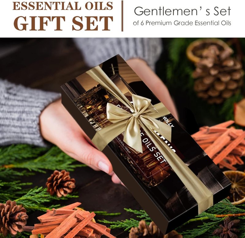 Skiennix Essential Oils Set - Aromatherapy Fragrance Oils for Diffuser | 6x10ML - Sandalwood, Cedar, Leather, Sweet Tobacco, Rum, Cologne