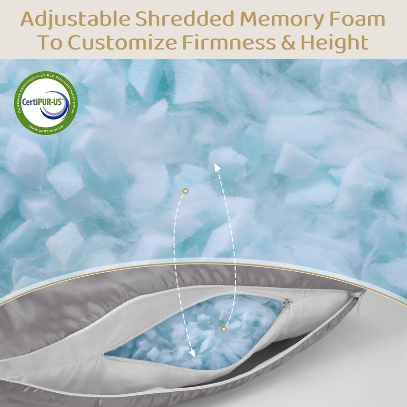 Piercing Pillow - Ear Piercing Pillow With Foam Plug, Adjust Shredded Memory Foam Picrcing Pillow For Side Sleepers, Donut Piliow For Ear With 4.5x4.5''Hole, Ergonomic Curved Design, Satin grey