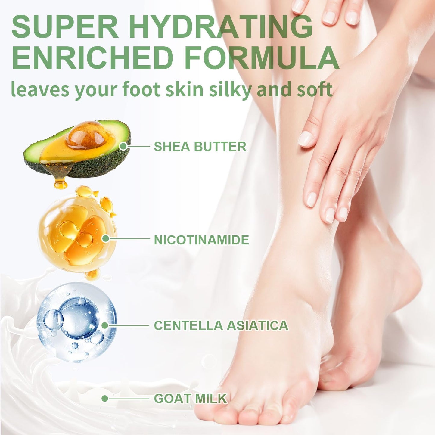 SULADEC Moisturizing Foot Mask - Hydrating Shea Butter & Goat Milk Formula for Soft Feet | 5 Pairs