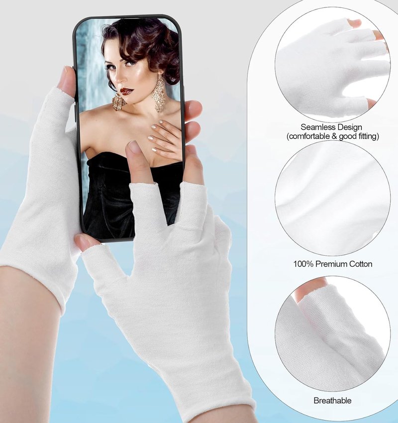 Regine Switzerland Eczema Gloves - Fingerless Cotton for Dry Hands & Overnight Relief | One Size Fits Most