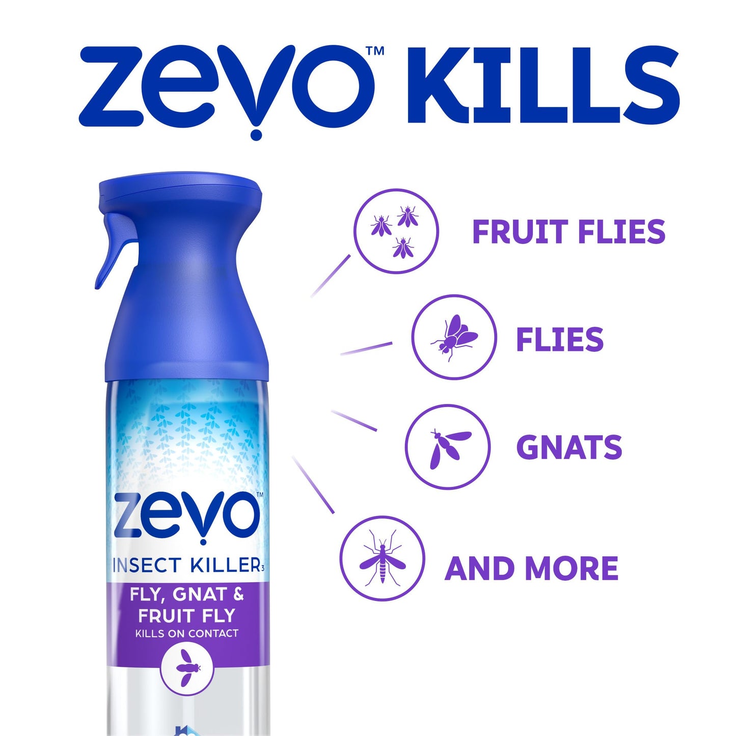 Zevo Flying Insect Killer Spray - Fruit Fly, Gnat, Fly & Mosquito Bug Spray for Home Use with Rosemary & Cornmint Oil - Indoor & Outdoor Use (2 Bottles)