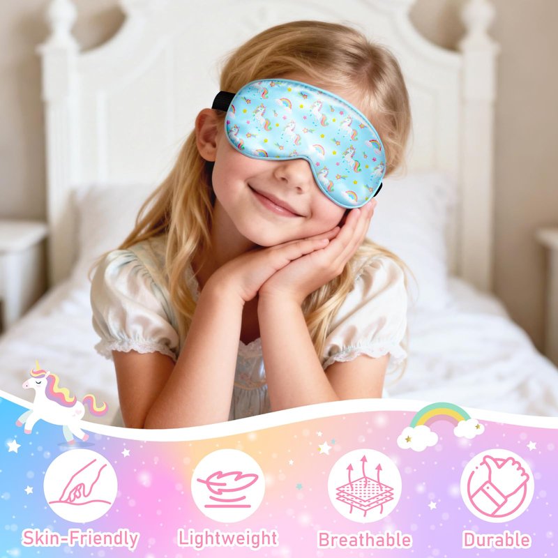 OlyPegic 2 Pcs Kids Sleep Mask Girls Silk Eye Mask Sleeping with Adjustable Strap Soft Lightweight Kids Eye Cover Mask Blindfold Shade Light Blocking Travel and Home Use Girls Teens Mermaid