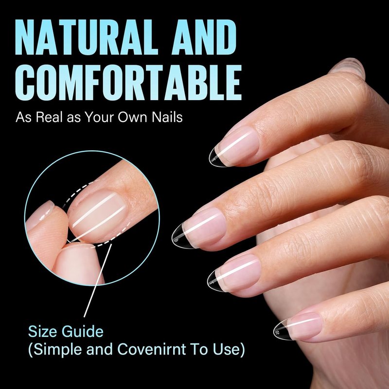 Almond Nail Tips - 240PCS Pre-Shaped Clear Gel False Nails | Soft Acrylic for DIY Nail Extensions