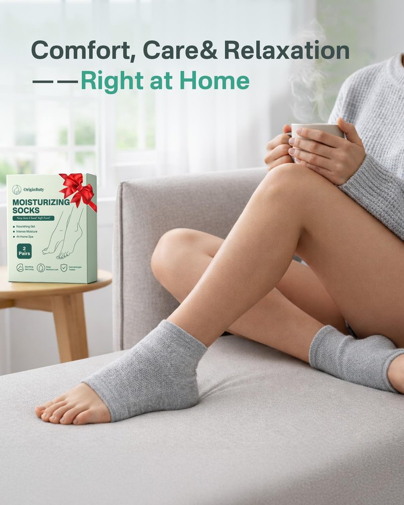 4 Socks Moisturizing Socks for Women, Silicone Socks & Gel Socks, Heel Socks for Dry Cracked Feet, Heel Protectors for Cracked Heel Treatment, Foot Care Socks, Toeless Socks for Women and Men, Gray