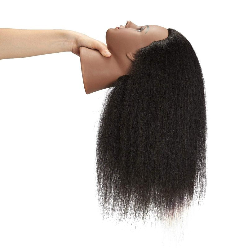Hairingrid Mannequin Head - 14” 100% Real Hair Training Head with Free Clamp Holder
