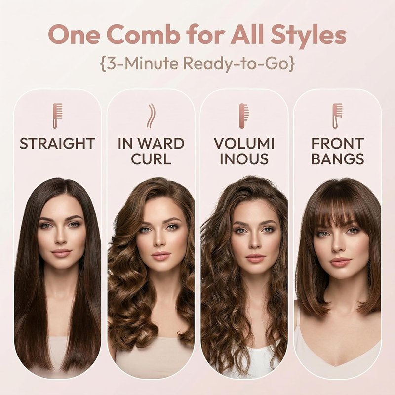 Go Brush Pro Cordless Straightening Brush - Fast 30s Heat, 4 Temp Settings, Ionic & Ceramic Care | Pink