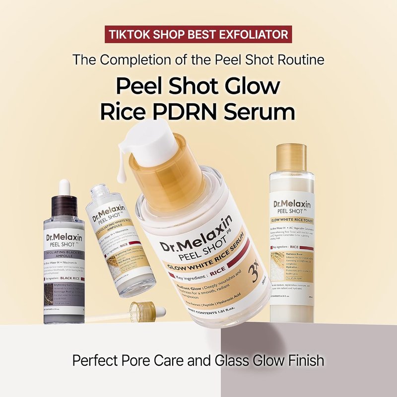Dr. Melaxin PDRN Serum - Glow Rice Peel Shot for Smooth Skin Texture | 30ml Korean Skincare