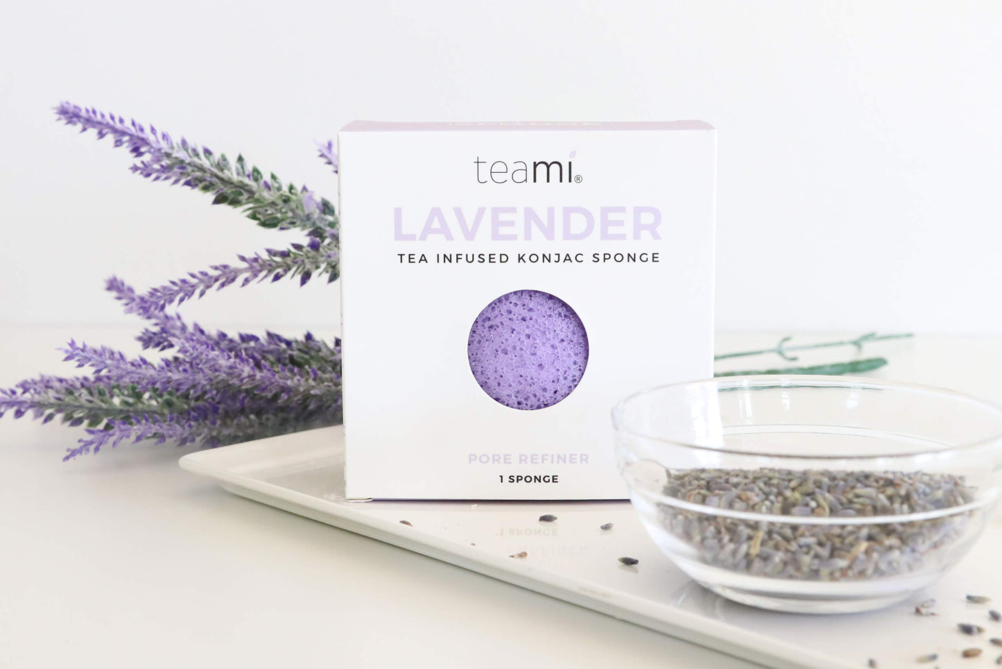 Teami Exfoliating Konjac Facial Sponge - Cleansing Pore Refining Face Sponges (Lavender)