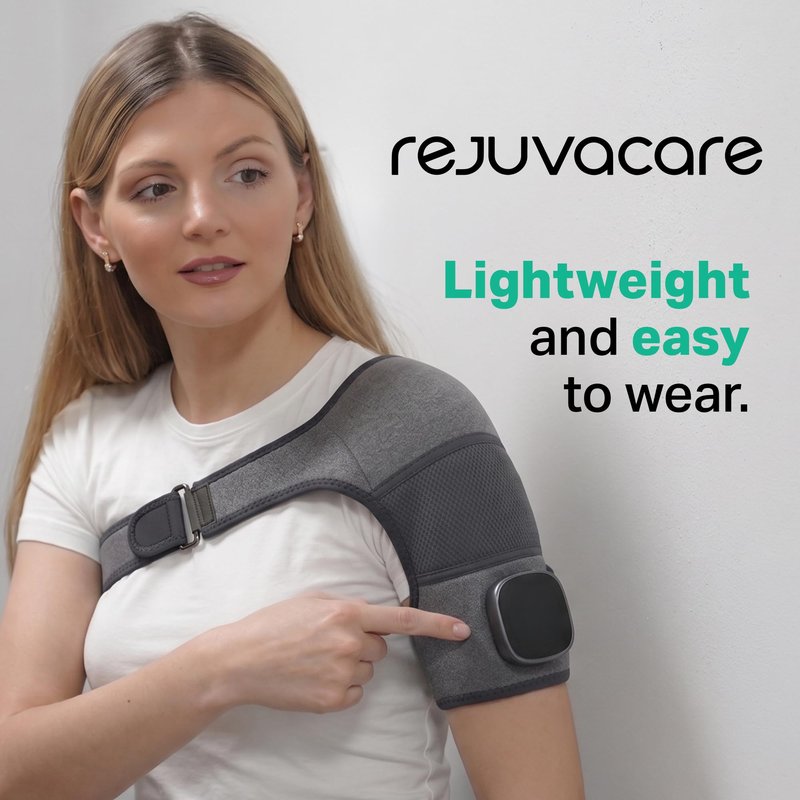 Rejuvacare Shoulder Massager Upgraded 2026 with Heat & Compression, Cordless Rechargeable Vibration Wrap, Adjustable & Portable