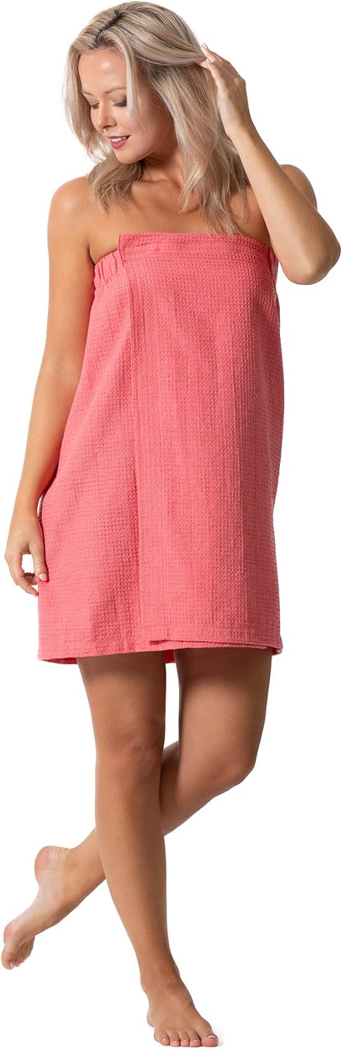 Turkish Linen Women's Waffle Spa Body Wrap - Adjustable Closure for Comfort