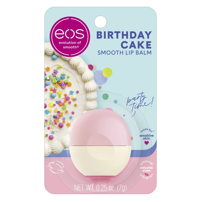 eos Shea Lip Balm, Birthday Cake | All-Day Moisture | 0.25 oz | Pack of 2