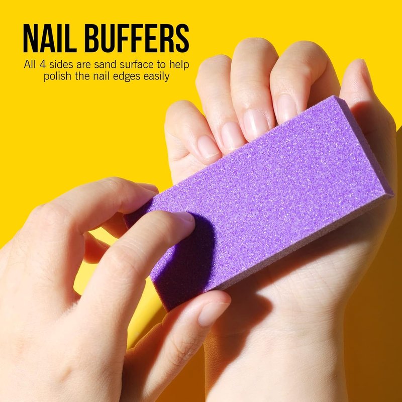 FANDAMEI Nail Buffers and Files - Professional Nail Care Kit with Rectangular Blocks & Grit Files