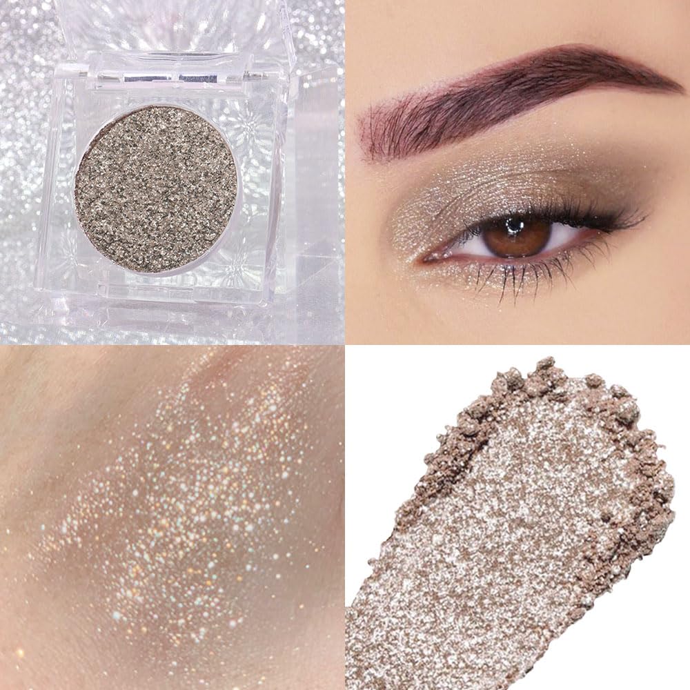 Taupe Gray Brown Monochrome Shimmer Eyeshadow Palette - Long-Lasting, Lightweight Glitter for Mature Skin