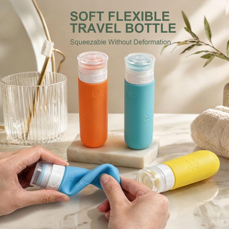 16 Pack Travel Bottles for Toiletries, Silicone TSA Approved-Containers for Toiletries, 3oz Silicone Travel Bottles Set Leak Proof Refillable Liquid, Shampoo and Conditioner Travel Toiletry Bottles