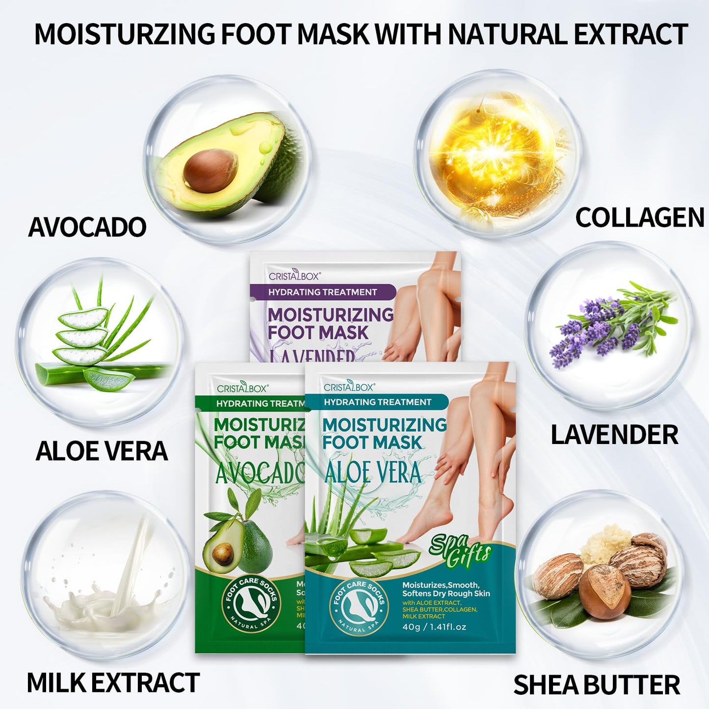 18 Pack Moisturizing Foot Mask, Hydrating Foot Masks for Dry Cracked Feet, Moisturizing Socks Dry Skin Moisturizer for Soft and Smooth Touch Feet, Foot Care Spa Gifts for Women Men Fathers Day Gift