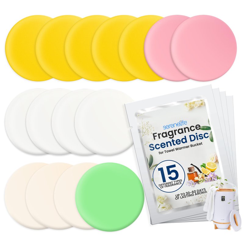 SereneLife Fragrance Disc, 15 Fragrant Scents Suitable, for Towel Warmer Bucket, Convenient Size Fits in Most Air Freshener Holders , Fresh Aroma Stays for 30 to 60 Days