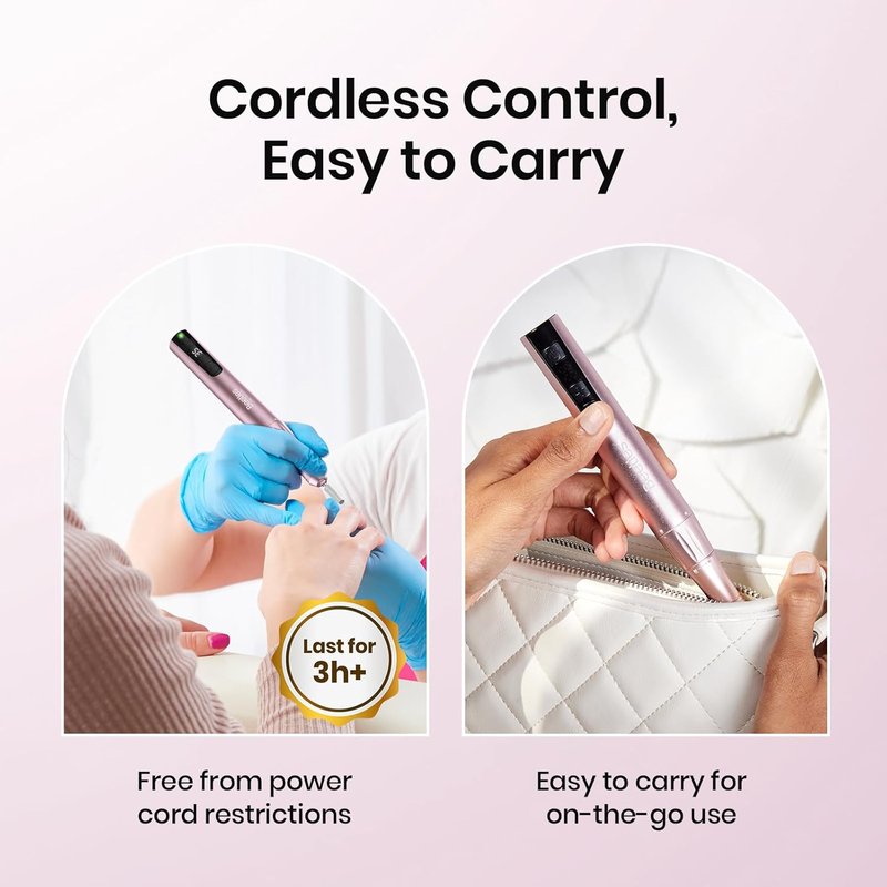 Beetles Cordless Electric Nail Drill - 35 Adjustable Speeds, Rose Gold | Professional Manicure & Pedicure Kit for Home Use
