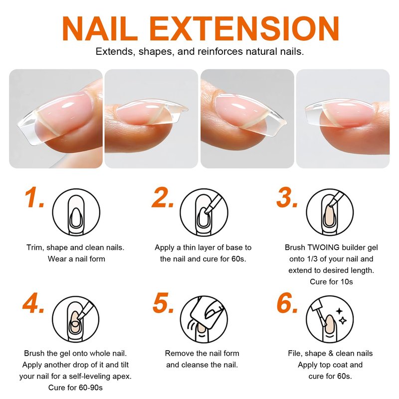 Builder Gel for Nails 5 in 1 ， Strengthener Gel Translucent Cover Hard Nail Extension Brush in Bottle Base Coat ，Salon&DIY Art for Women (Jelly Neutral Pink)