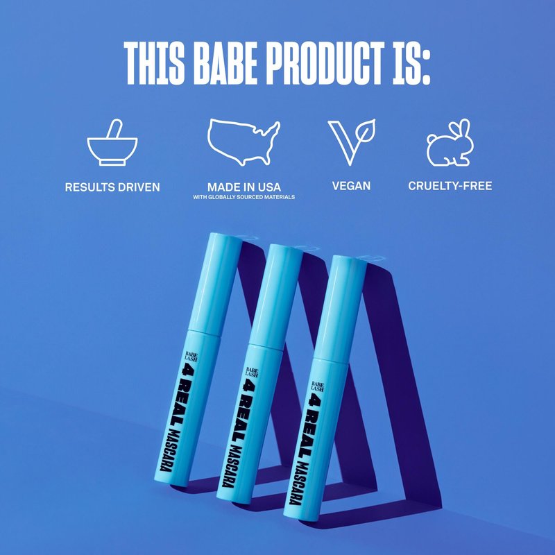 Babe Original 4 Real Mascara Black for Volume, Length, and Lift in Eyelashes, Defined & Flutterly Look, Vegan & Cruelty-Free