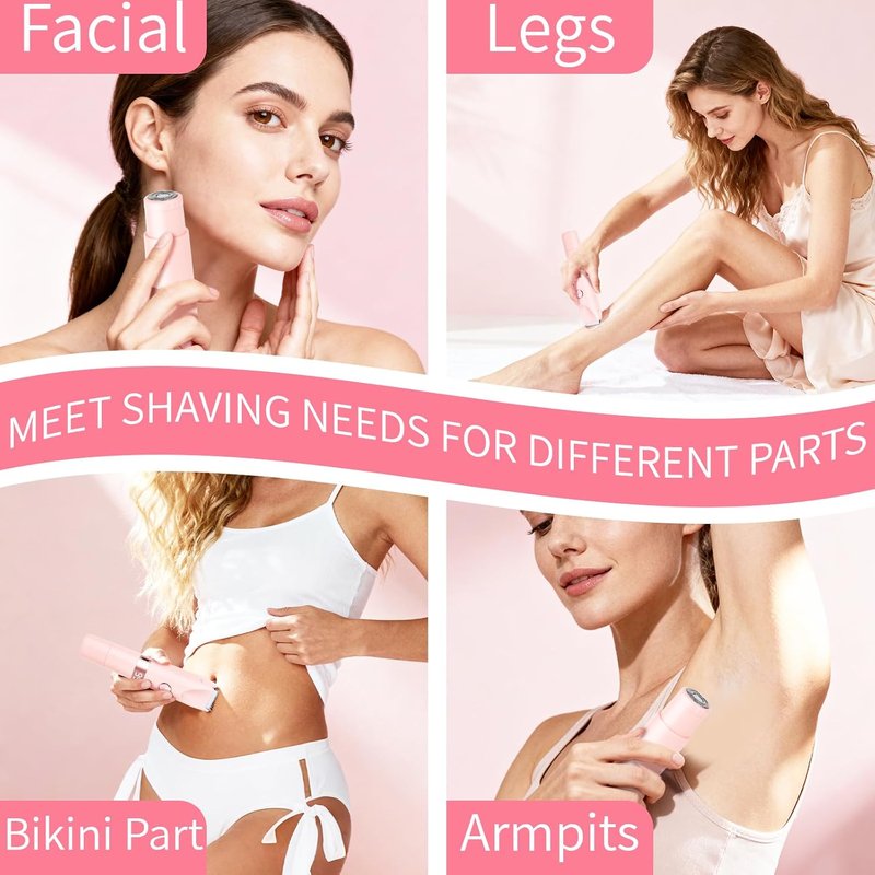 Electric Razor for Women & Men - 4-in-1 Rechargeable Shaver with LED Display | Painless Hair Remover for Body, Face, Legs, Bikini, Arms (Rose)