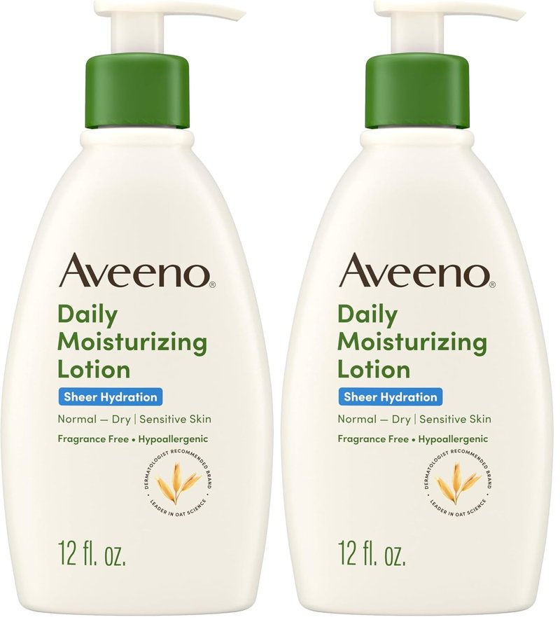Aveeno Daily Moisturizing Lotion - Fragrance-Free Hydrating Body Moisturizer with Prebiotic Oat | 12 fl. oz (Pack of 2)