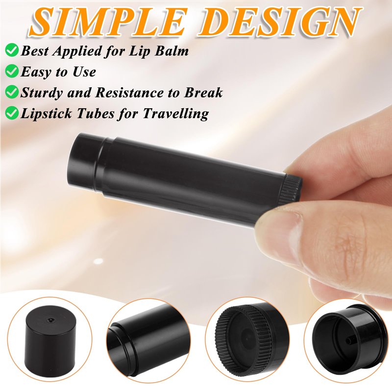 GBACHOOSE 100Pack Plastic Lip Balm Tubes 5ml/5g Black Lip Balm Containers, Chapstick Tubes Empty with Filling Tray and Spatula, Rotating Type Refill Lip with Cap for DIY