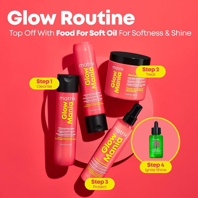 MATRIX Glow Mania Conditioner - Sulfate-Free Shine Enhancer with Glycolic Acid & Rosehip Oil | For Dull, Color-Treated Hair