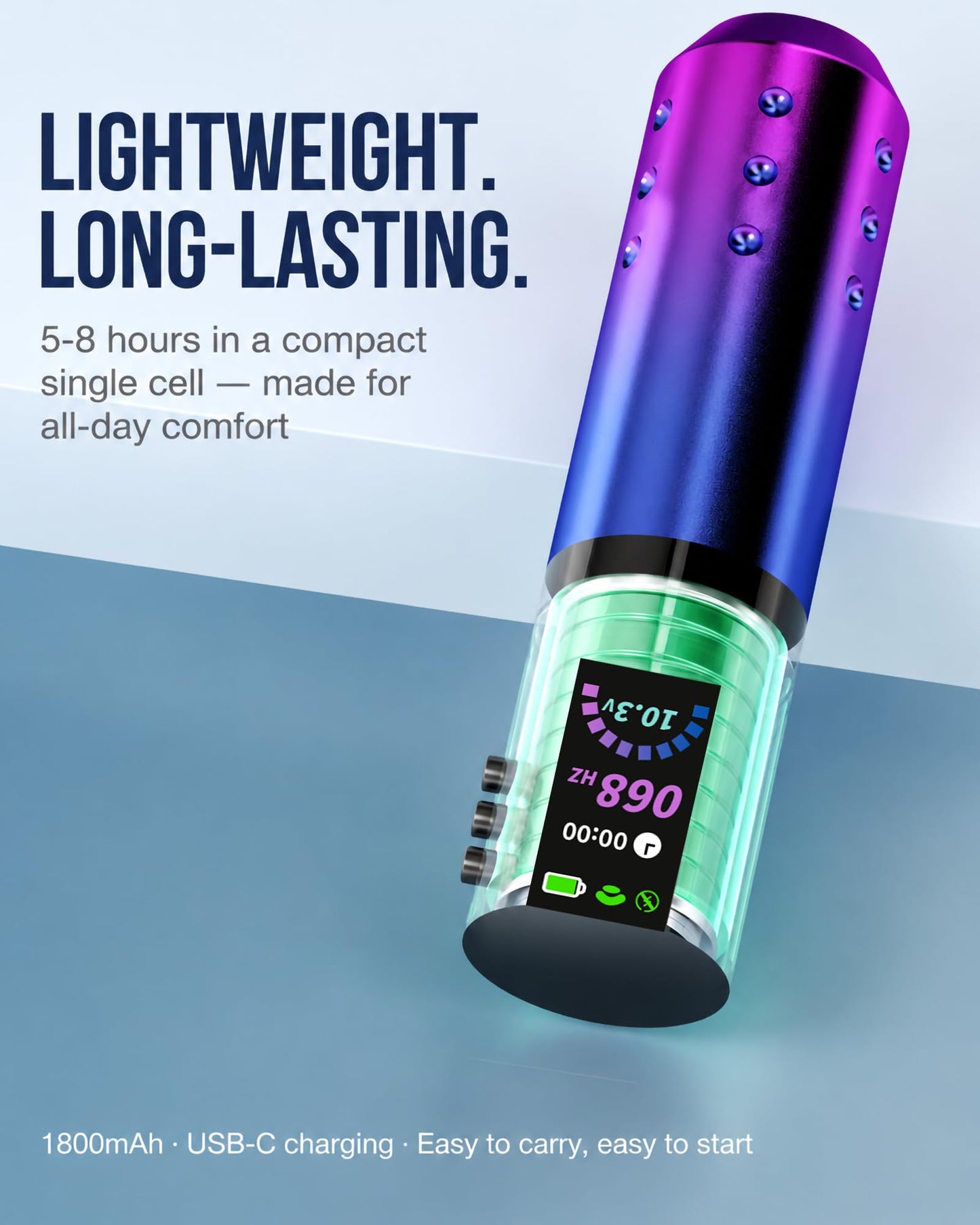 POSEIDON Wireless Tattoo Gun Kit, 2300mAh, LED Display for Beginners