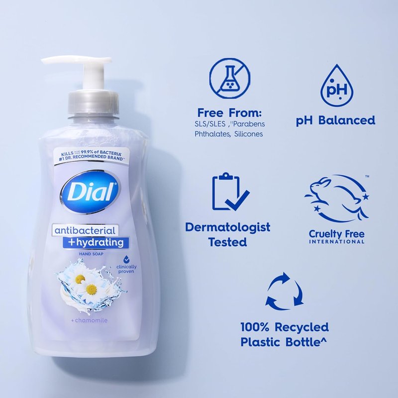 Dial Antibacterial Liquid Hand Soap - Hydrating Chamomile Formula | 11oz (Pack of 4)
