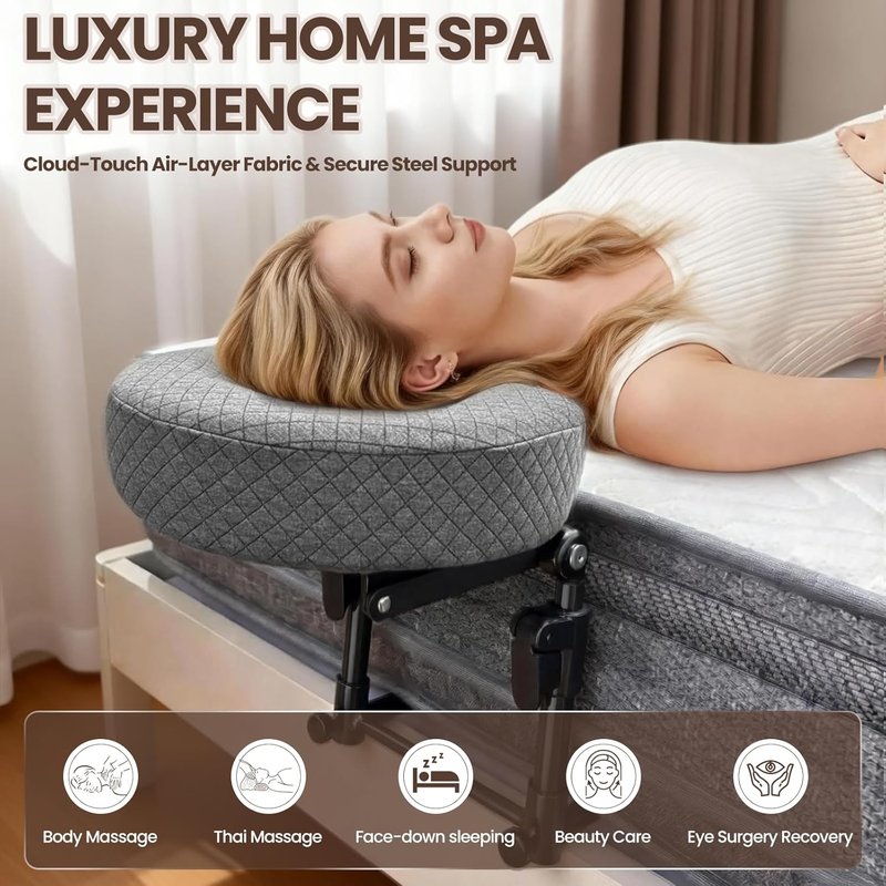 Skiennix Face Down Pillow - Heavy-Duty Steel Massage Headrest for Vitrectomy Recovery | Adjustable & Foldable Cradle