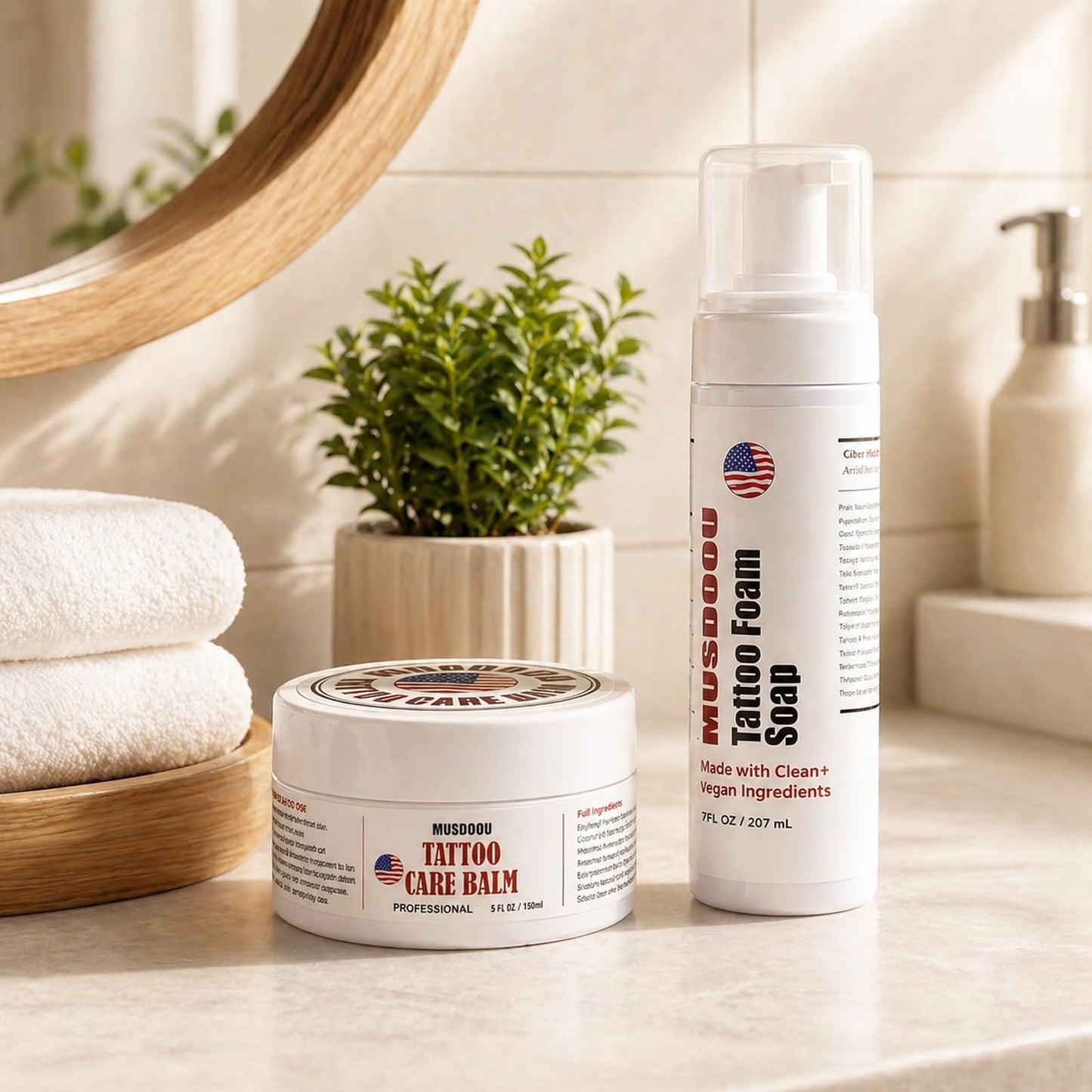 Tattoo Aftercare Kit,Dad Gifts for Fathers Day,10oz Tattoo Balm and 7oz Foam Soap,Moisturizes and Helps Protect Tattooed Skin,Revives New & Old Tattoo Appearance,pH Balanced Piercing & Tattoo Cleanser