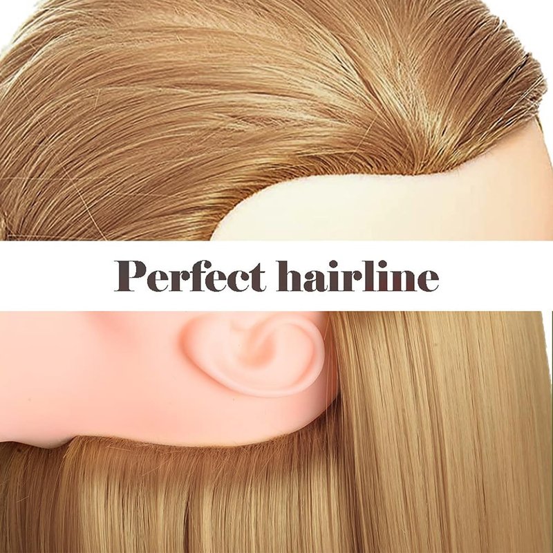 Cosmetology Mannequin Head Hair Styling 26-28inch Training Head Synthetic Fiber Manikin Head Doll Head with Clamp （#27 Blonde 20Inch）