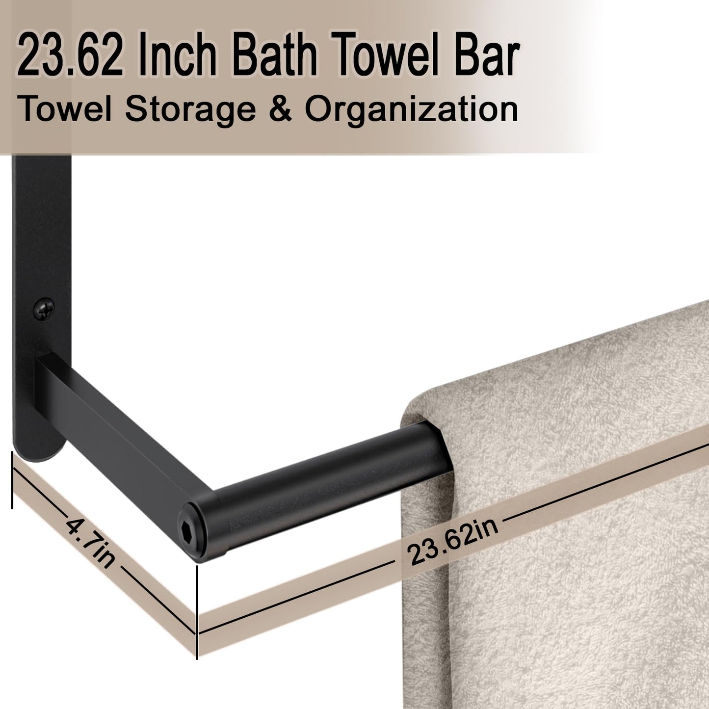 VOTZAAQ Towel Racks for Bathroom, 24 in Black Towel Shelf with Double Towel Bar, 3 Tier Stainless Steel Towel Storage, Bath Towel Holder Wall Mounted for Lavatory Organizer Decor RV Camping