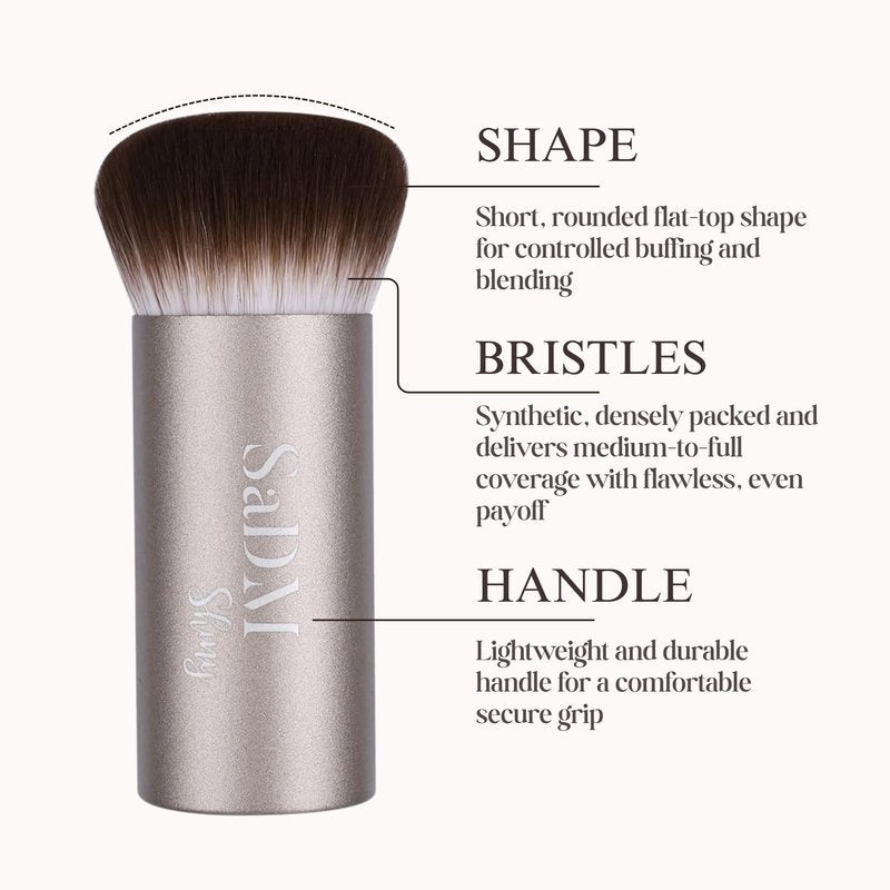 Kabuki Makeup Brush - Blender Brush for Powder, Cream, Liquid Foundation, Sunscreen, Blush Blending & Bronzer - Professional Make Up Brush - Full Face Makeup Brush - Vegan & Cruelty Free